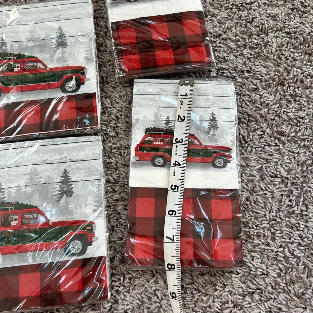 Christmas Holiday Napkins 4 Packs Vintage‎ Red Truck Buffalo Plaid Farmhouse